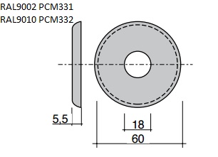 Plot rond en gomme Ø57x7,6mm néodyme - tige filetée